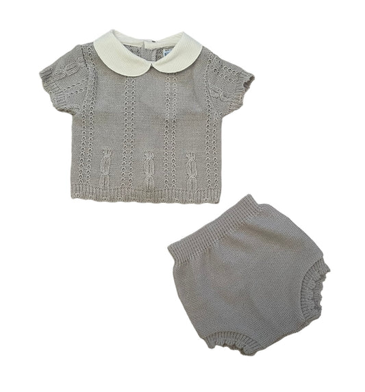 Grey knitted short & t-shirt set