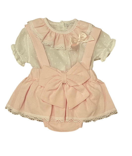 Pink bow dress set