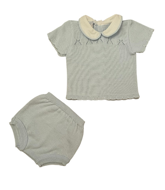 Blue knitted short & t-shirt set