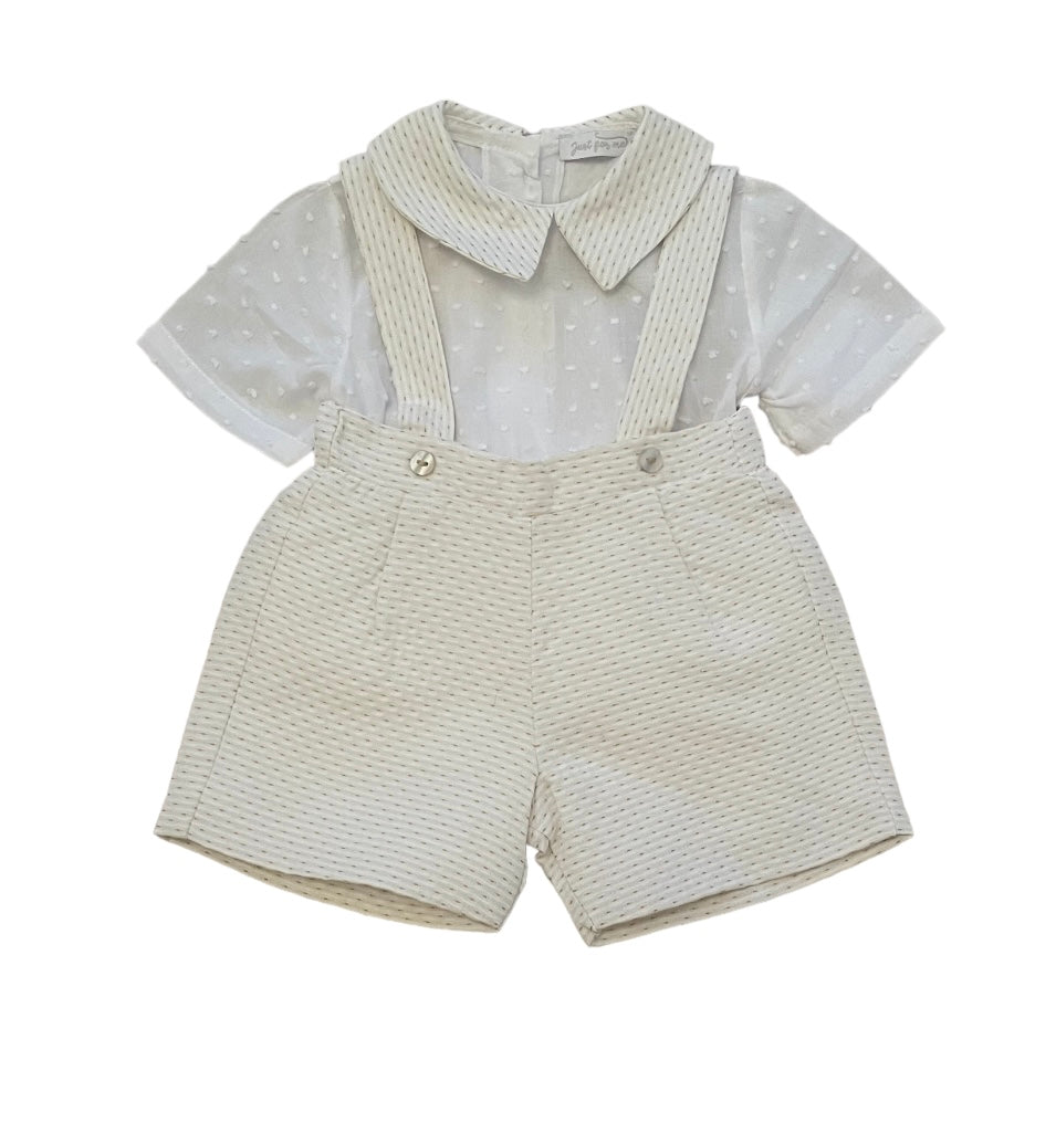 Beige dungaree two piece set